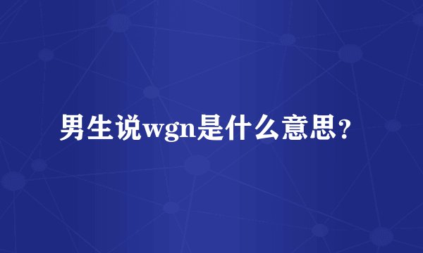 男生说wgn是什么意思？