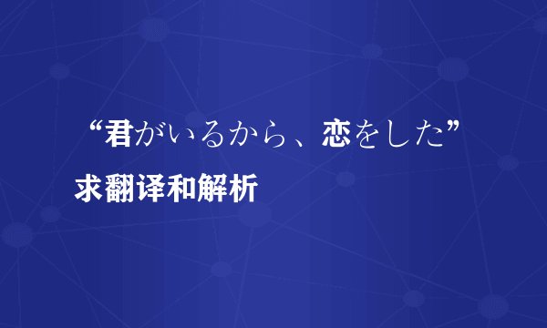 “君がいるから、恋をした”求翻译和解析