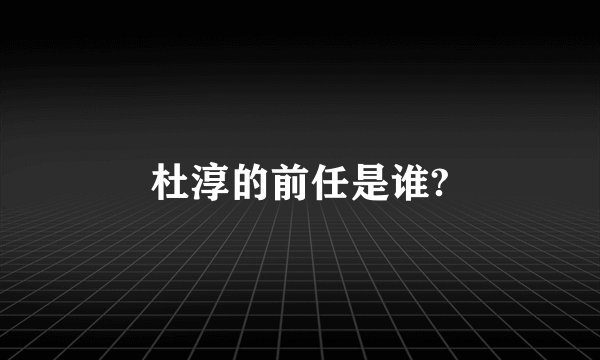 杜淳的前任是谁?
