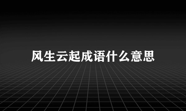 风生云起成语什么意思