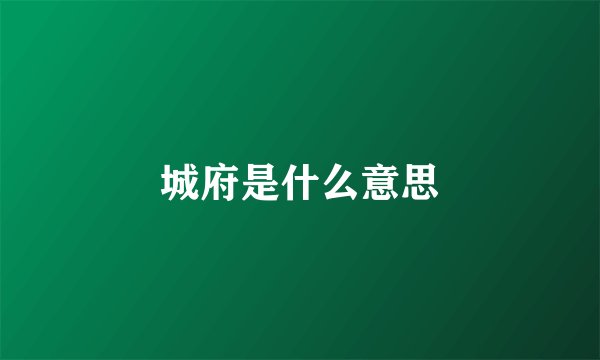 城府是什么意思