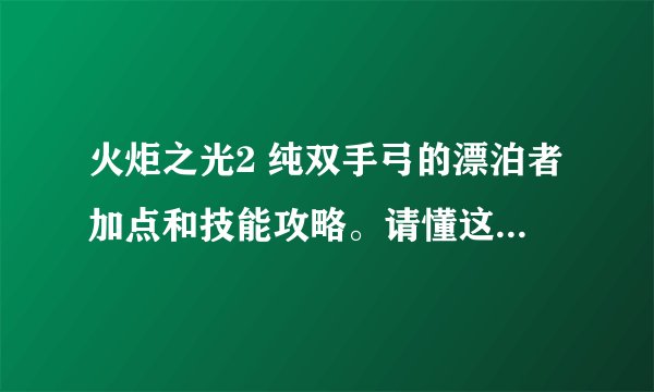 火炬之光2 纯双手弓的漂泊者加点和技能攻略。请懂这个的回答，网上看了很多玩双枪的，感觉不一样。