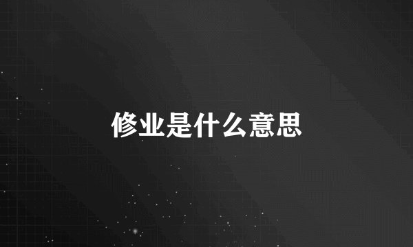 修业是什么意思