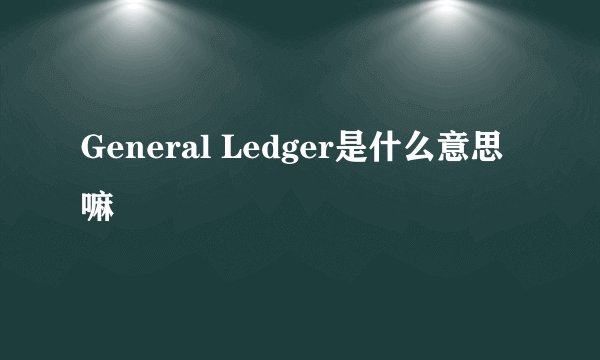 General Ledger是什么意思嘛