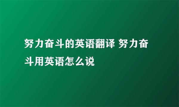 努力奋斗的英语翻译 努力奋斗用英语怎么说
