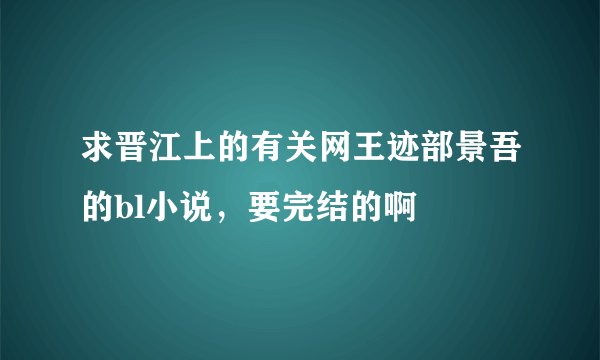 求晋江上的有关网王迹部景吾的bl小说，要完结的啊
