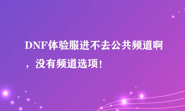 DNF体验服进不去公共频道啊，没有频道选项！