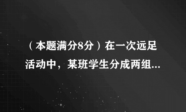 （本题满分8分）在一次远足活动中，某班学生分成两组，第一组由甲地匀速步行到乙地后原路返回，第二组由