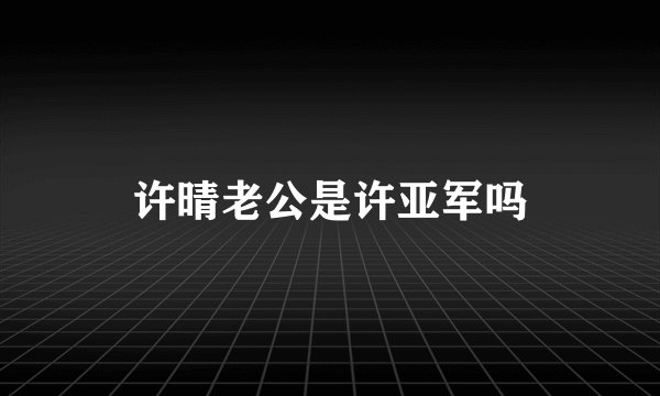 许晴老公是许亚军吗