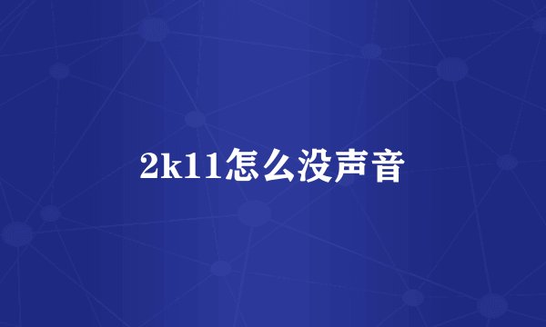 2k11怎么没声音