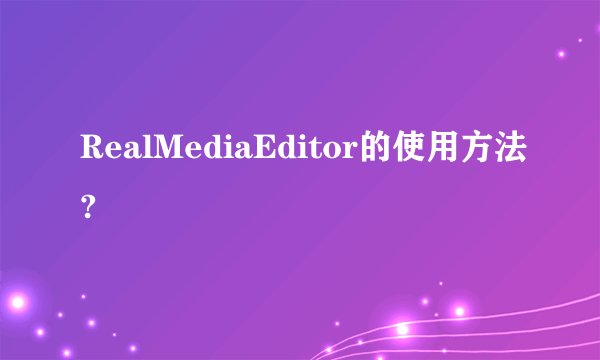 RealMediaEditor的使用方法?