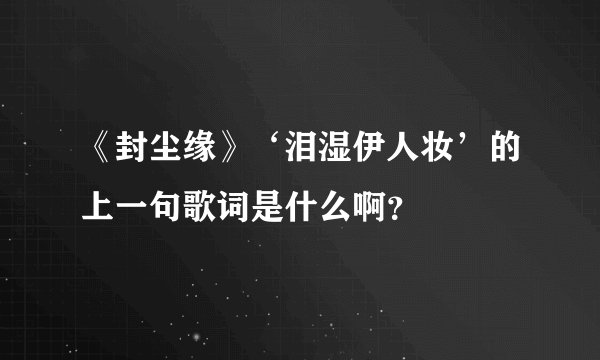 《封尘缘》‘泪湿伊人妆’的上一句歌词是什么啊？