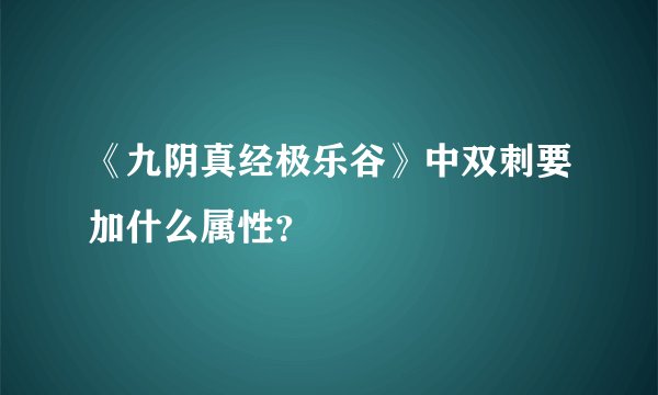 《九阴真经极乐谷》中双刺要加什么属性？