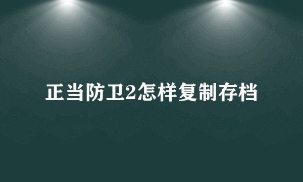 正当防卫2怎样复制存档