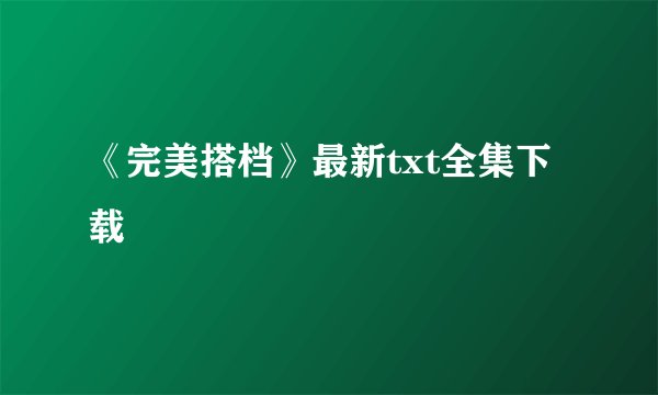 《完美搭档》最新txt全集下载