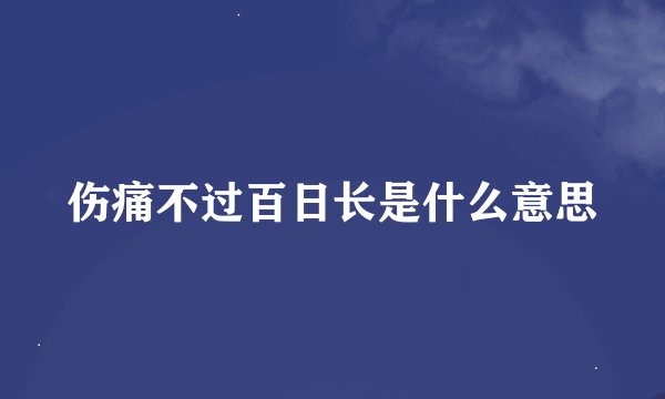 伤痛不过百日长是什么意思