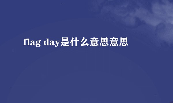 flag day是什么意思意思