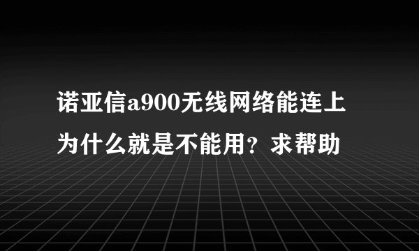 诺亚信a900无线网络能连上 为什么就是不能用？求帮助