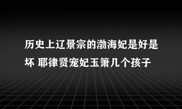 历史上辽景宗的渤海妃是好是坏 耶律贤宠妃玉箫几个孩子