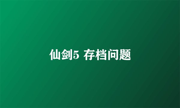仙剑5 存档问题