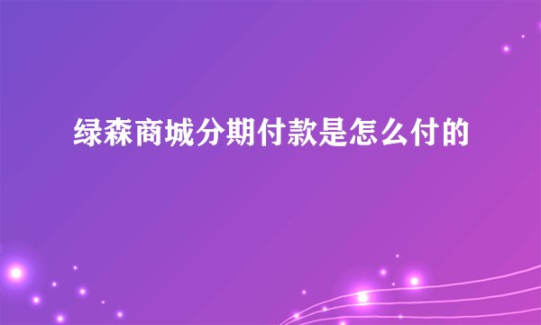 绿森商城分期付款是怎么付的