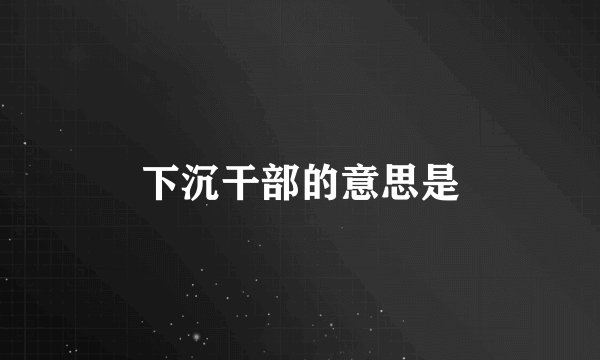 下沉干部的意思是