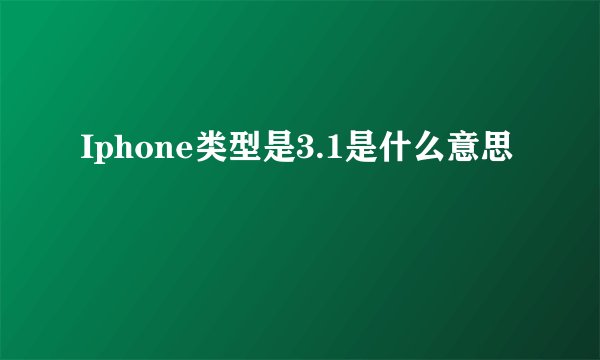 Iphone类型是3.1是什么意思