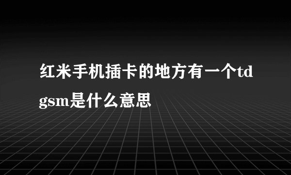 红米手机插卡的地方有一个tdgsm是什么意思