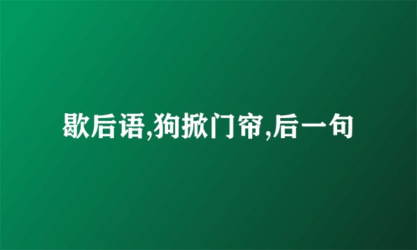 歇后语,狗掀门帘,后一句