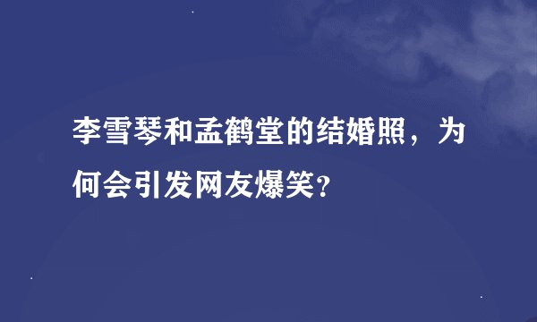 李雪琴和孟鹤堂的结婚照，为何会引发网友爆笑？
