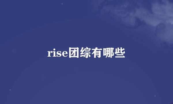 rise团综有哪些