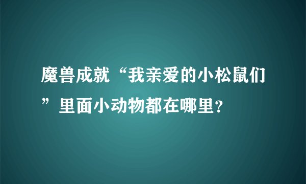魔兽成就“我亲爱的小松鼠们”里面小动物都在哪里？