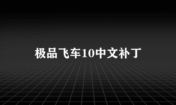 极品飞车10中文补丁