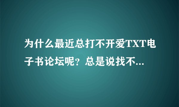 为什么最近总打不开爱TXT电子书论坛呢？总是说找不到服务器......