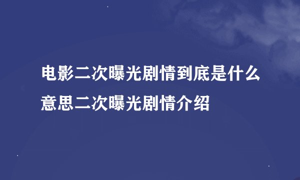 电影二次曝光剧情到底是什么意思二次曝光剧情介绍