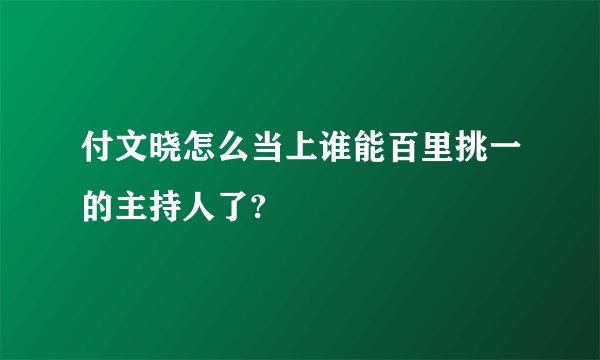 付文晓怎么当上谁能百里挑一的主持人了?