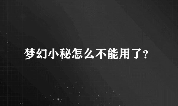 梦幻小秘怎么不能用了？