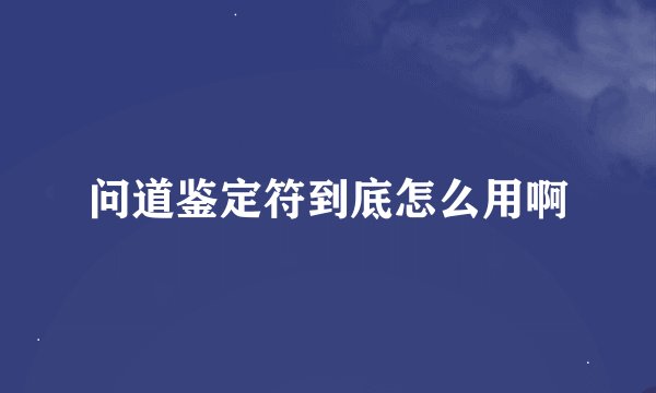 问道鉴定符到底怎么用啊