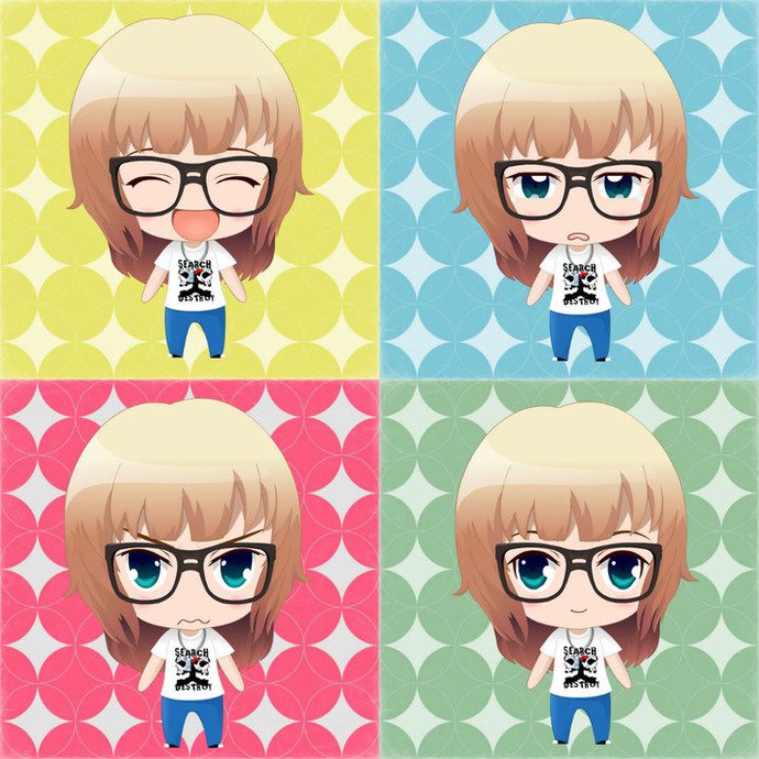 求 56微博江湖的主持人默默的卡通形象套图，，，有木有？？？