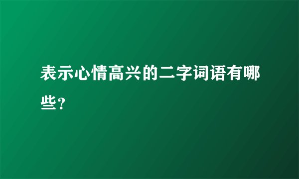 表示心情高兴的二字词语有哪些？