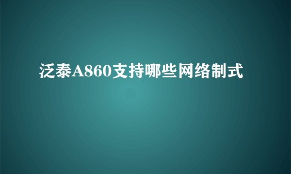 泛泰A860支持哪些网络制式