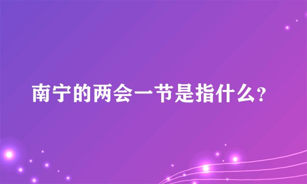 南宁的两会一节是指什么？