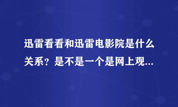 迅雷看看和迅雷电影院是什么关系？是不是一个是网上观看，一个是客户端观看?
