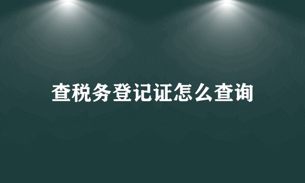 查税务登记证怎么查询