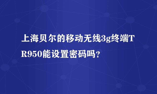 上海贝尔的移动无线3g终端TR950能设置密码吗？
