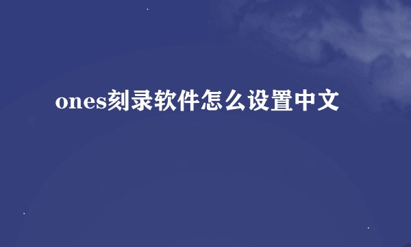 ones刻录软件怎么设置中文