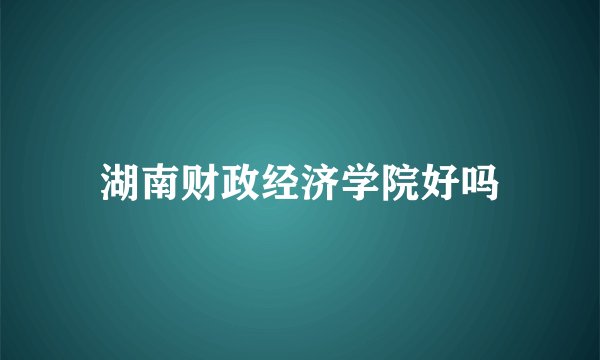 湖南财政经济学院好吗