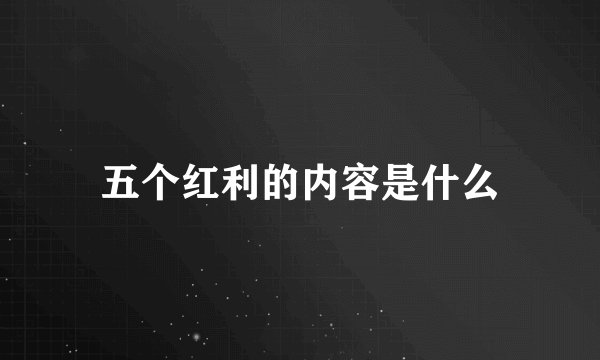 五个红利的内容是什么