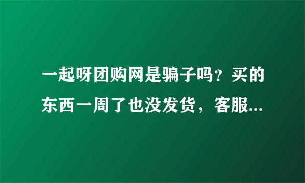 一起呀团购网是骗子吗？买的东西一周了也没发货，客服打不通！