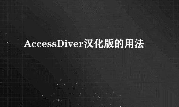 AccessDiver汉化版的用法